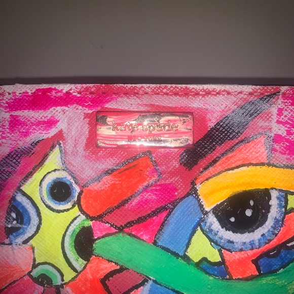 NWOT Kate Spade pink leather wallet restyled by artist - Picture 5 of 12
